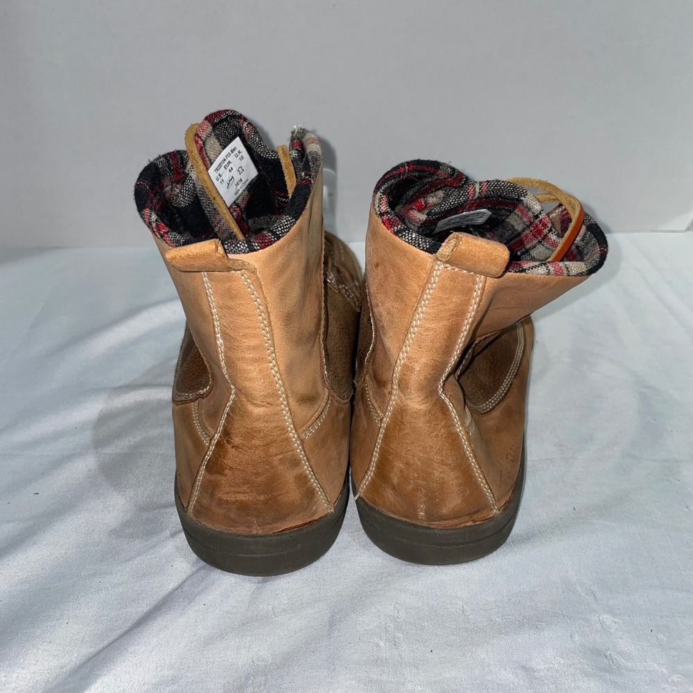 True Religion Mens Leather Moc Toe Boots Brown Plaid Lined‎ TR220104-F03 Size 11 - Picture 3 of 9